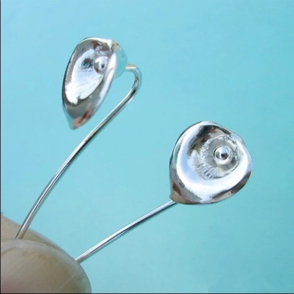 New 925 Silver Long Tail Flower Stud Earrings - Picture 3 of 4